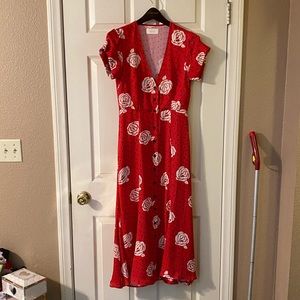 Red floral dress with pockets from lulus